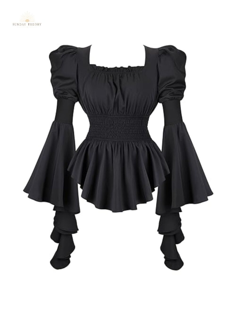 Renaissance Peasant Blouse Long Sleeve Square Neck Victorian Top